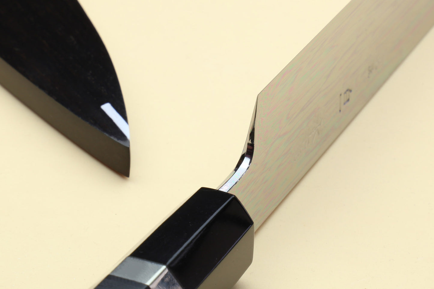 Yoshihiro Mizu Honyaki White Steel #1 Two Sided Mirror-Finished Mt. Fuji Namiukashi Yanagi Premium Triple Nickel Silver Ring Ebony Handle - IKEDA Limited Edition
