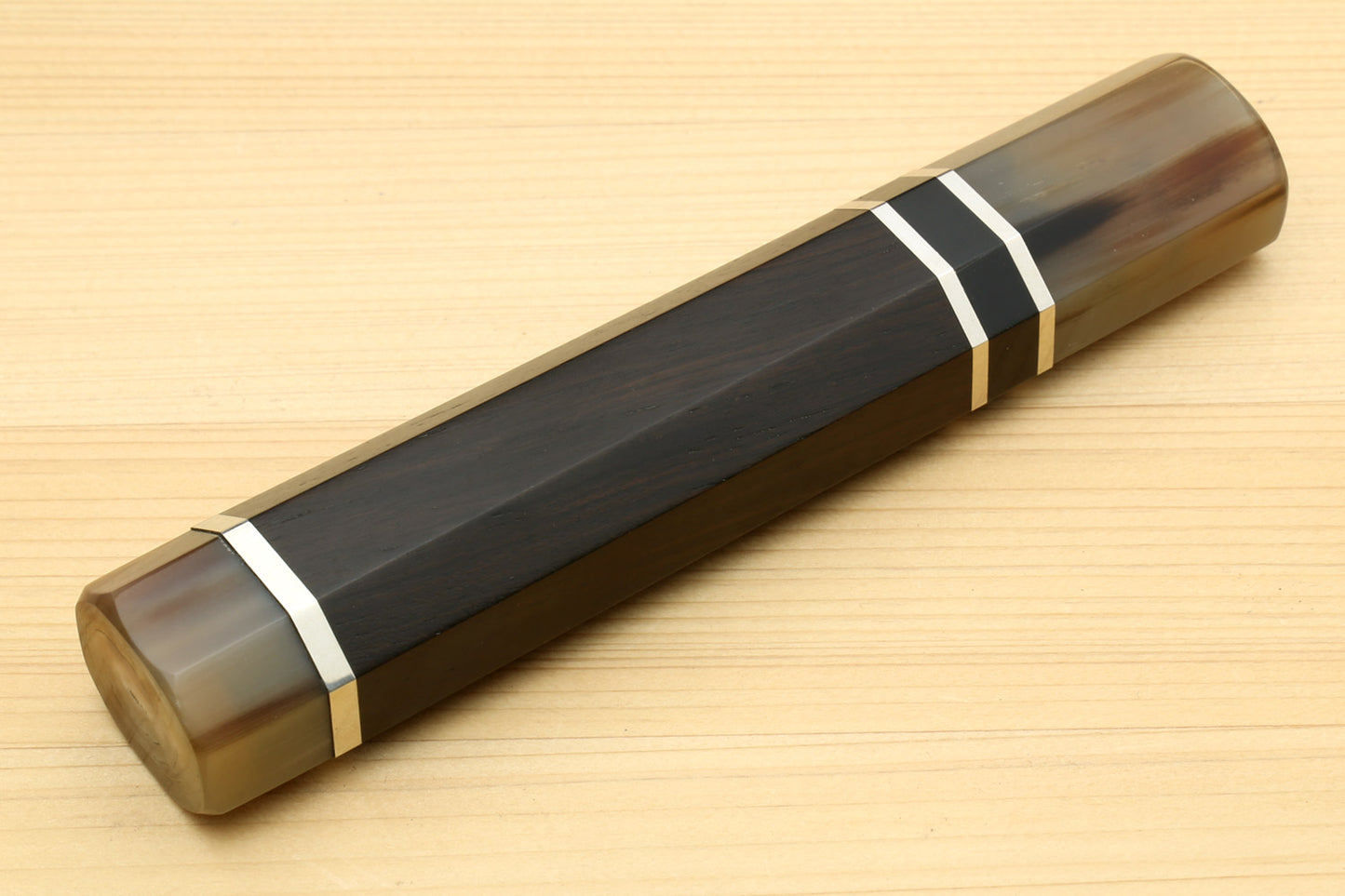 Yoshihiro Triple Ring Ebony Handle with Water Buffalo Horn Bolster for Kiritsuke Chef Knife