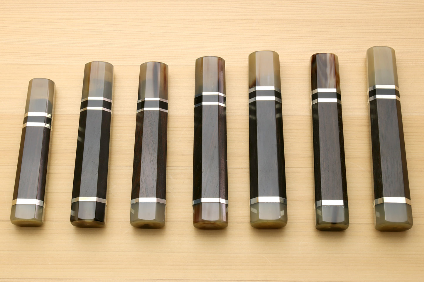 Yoshihiro Triple Ring Ebony Handle with Water Buffalo Horn Bolster for Kiritsuke Chef Knife