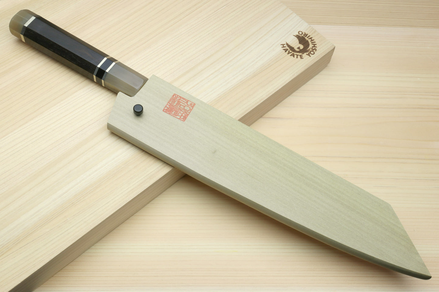 Yoshihiro HAP40 High Speed Stainless Steel Kiritsuke Multipurpose Chefs Knife Triple Ring Ebony Handle