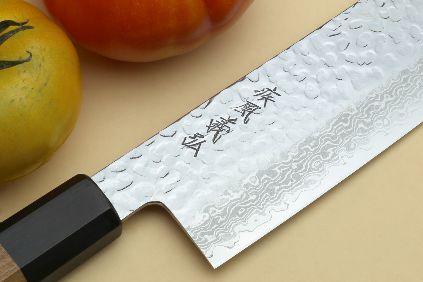 Yoshihiro VG-10 46 Layers Hammered Damascus Nakiri Japanese Vegetable Knife (6.5" (165mm)) (Ambrosia Handle)
