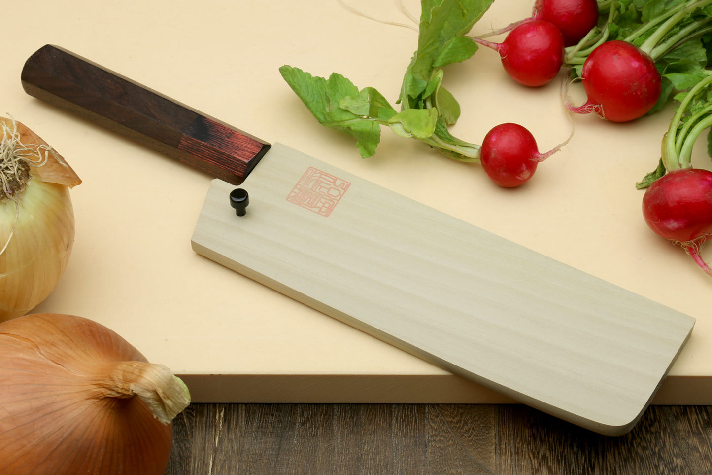 Yoshihiro VG-10 46 Layers Hammered Damascus Nakiri Japanese Vegetable Knife (6.5" (165mm)) (Rosewood Handle)