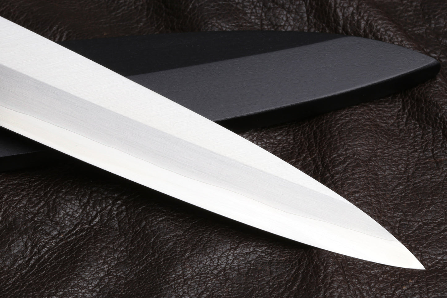 Yoshihiro Inox Stainless Steel Yanagi Sushi Sashimi Japanese Chef Knife Round Rosewood Handle with Nuri Saya Cover