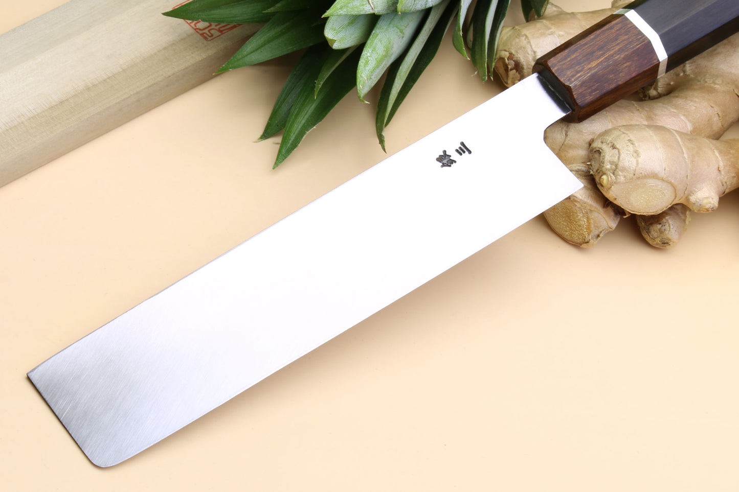 Yoshihiro Ginsan Mirror Polished Stain Resistant Edo Usuba Traditional Japanese Vegetable Chopping Chef Knife Ebony Handle with Silver Ring