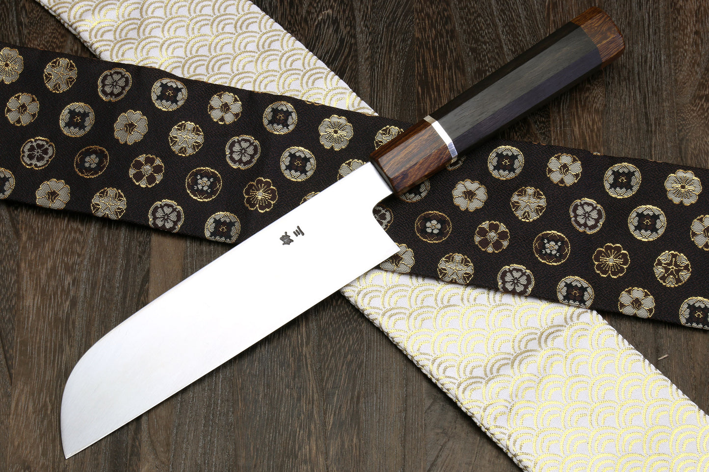 Yoshihiro Ginsan Mirror Polished Stain Resistant Kama Usuba Traditional Japanese Vegetable Chopping Chef Knife Ebony Handle with Silver Ring