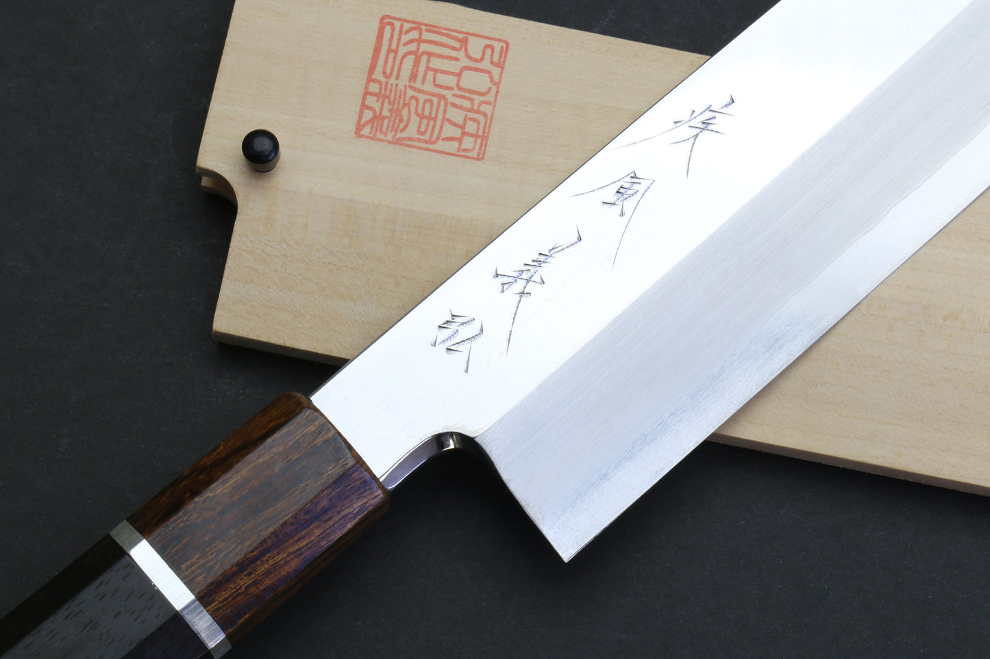 Yoshihiro Ginsan Mirror Polished Stain Resistant Kama Usuba Traditional Japanese Vegetable Chopping Chef Knife Ebony Handle with Silver Ring