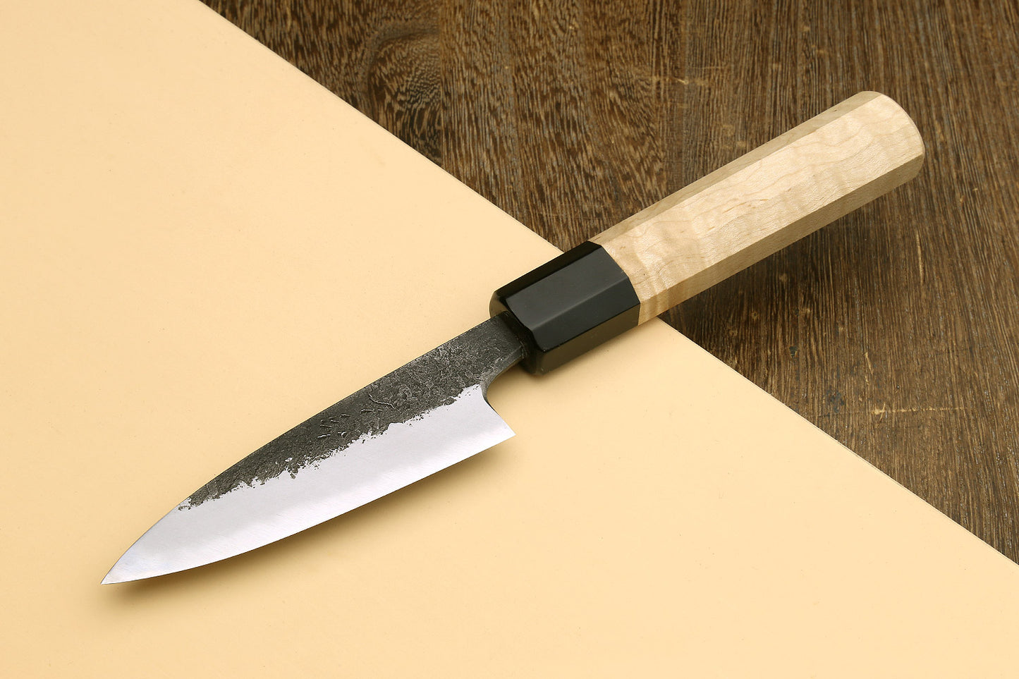 Yoshihiro Nashiji High Carbon White Steel #2 Paring Japanese Peeling Knife 3.5" (90mm) with Camphor Handle