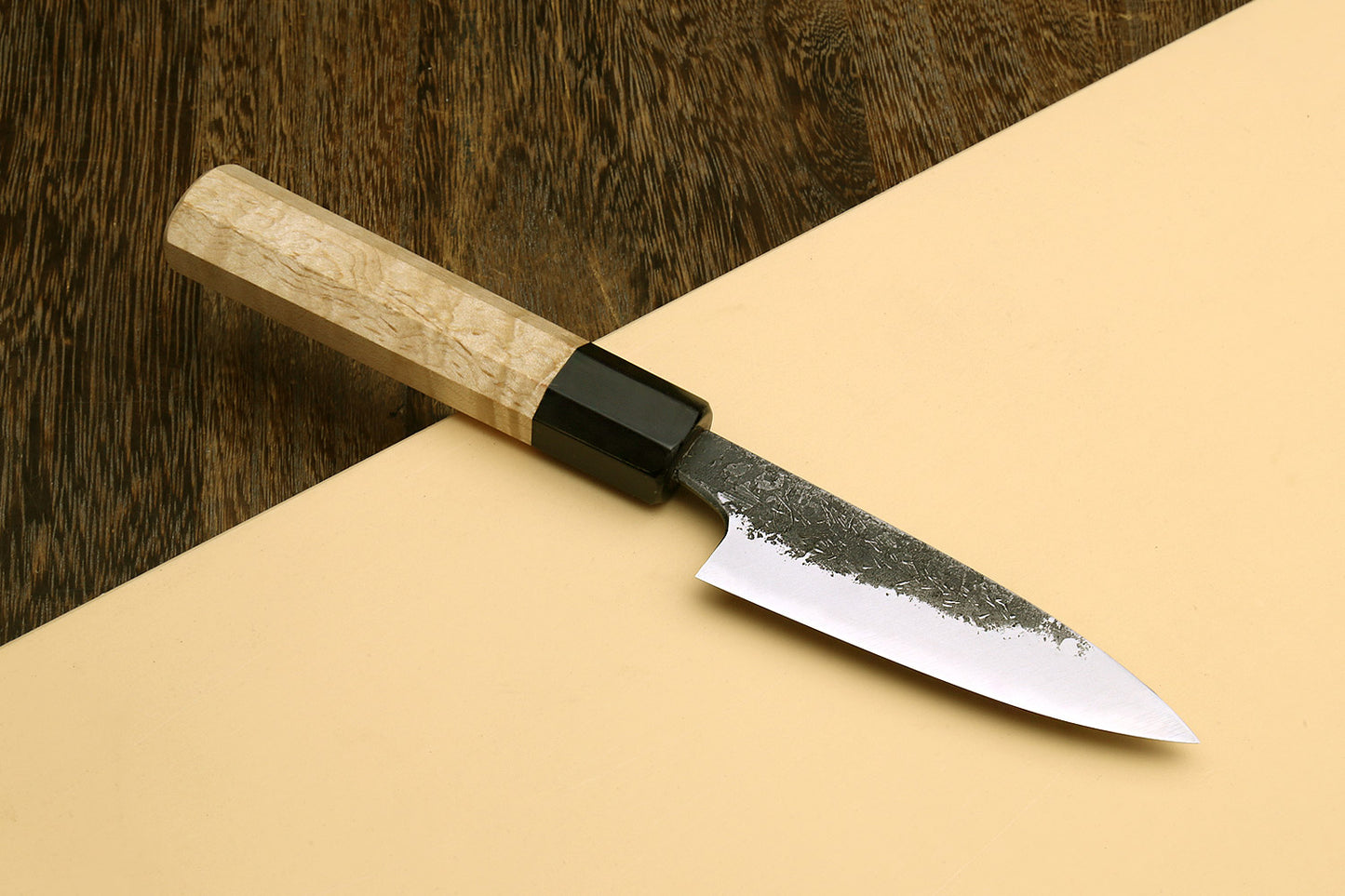 Yoshihiro Nashiji High Carbon White Steel #2 Paring Japanese Peeling Knife 3.5" (90mm) with Camphor Handle