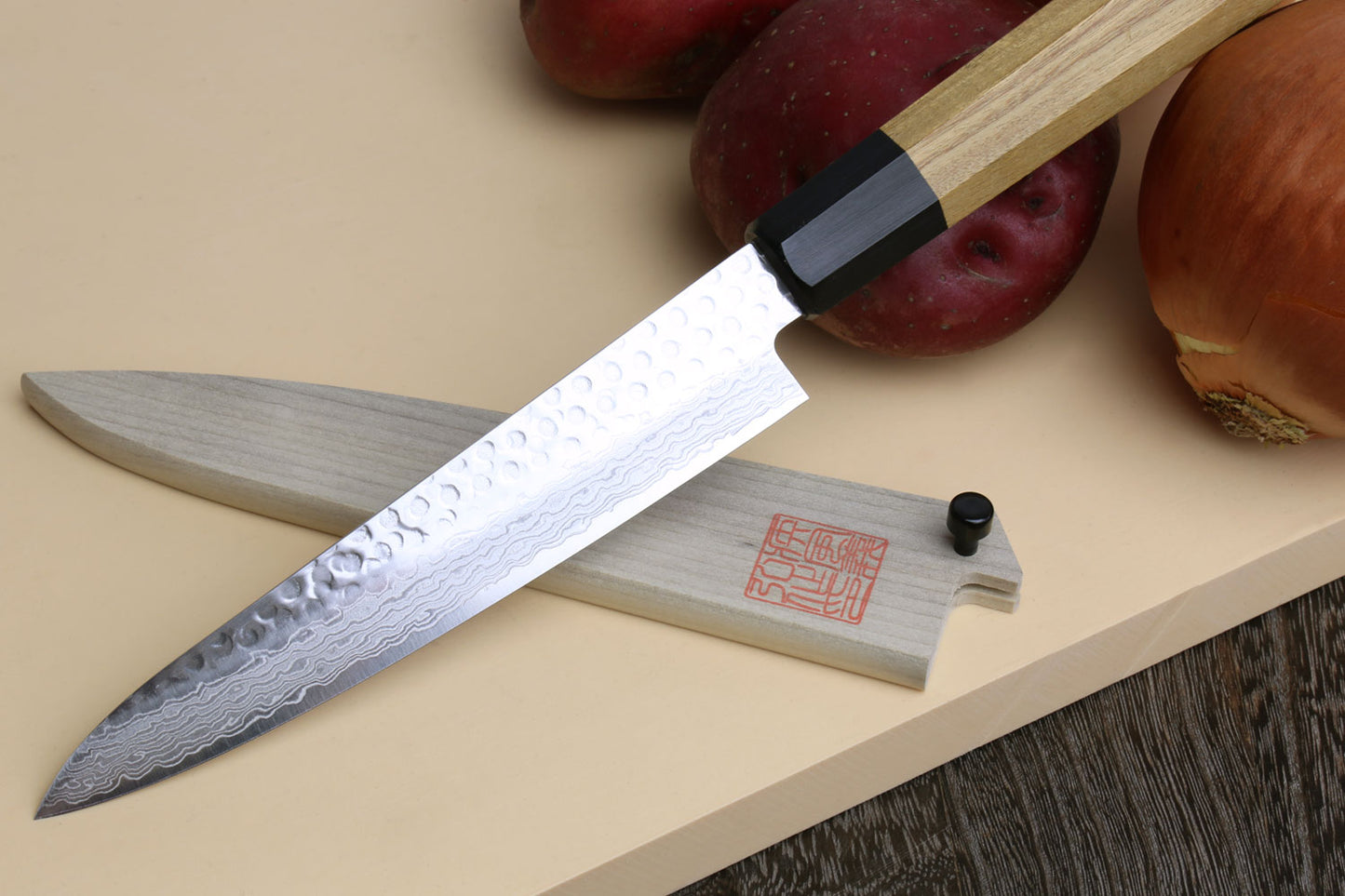 Yoshihiro VG-10 46 Layers Damascus Petty Utility Japanese Chef Knife (6" (150mm)) (Ambrosia Handle)