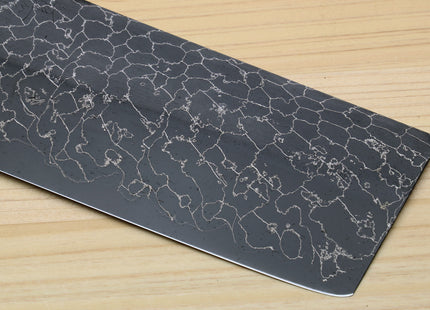 Yoshihiro Mazaki Hon-Sanmai Snake Skin Pattern Damascus Kurouchi Black-Forged Blue Steel Nakiri Vegetable Knife, Mazaki Limited Edition (Blade Length: 165mm)