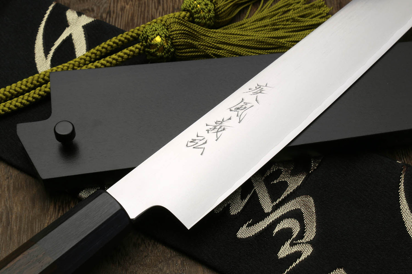 Yoshihiro Hongasumi Ginsan High Carbon Stain Resistant Sujihiki Slicer Chef Knife Ebony Handle