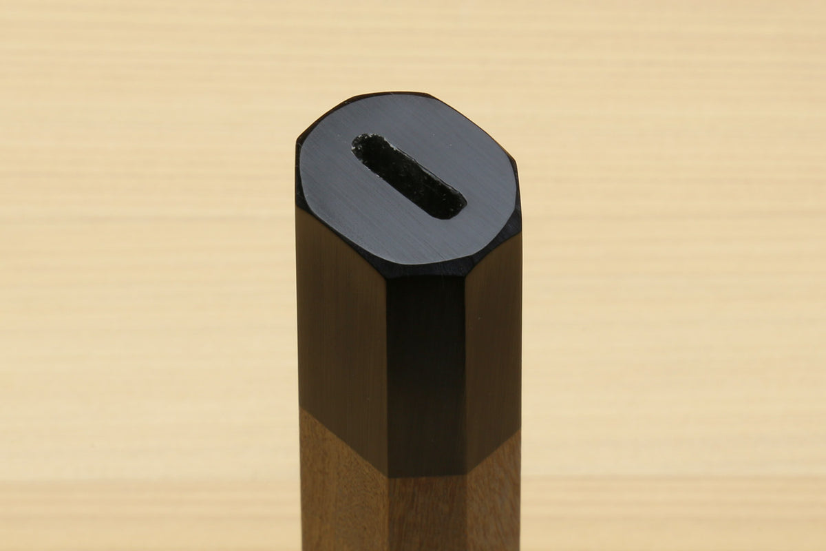 Ebony bolster wooden handle with oval end for petty utility knife, ambrosia wood
