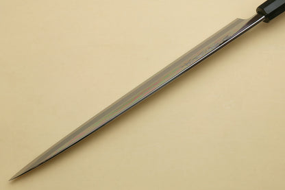 Yoshihiro Aonamiuchi Mirror-Polished Blue Steel #1 Yanagi Sushi Sashimi Japanese Knife Ebony Handle