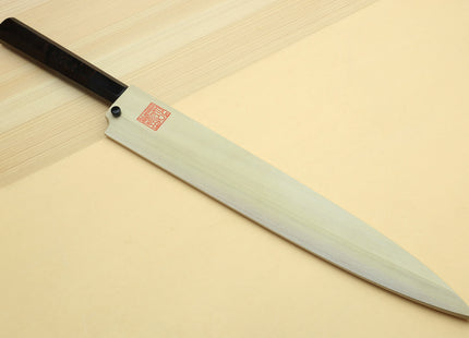 Yoshihiro Aonamiuchi Mirror-Polished Blue Steel #1 Yanagi Sushi Sashimi Japanese Knife Ebony Handle