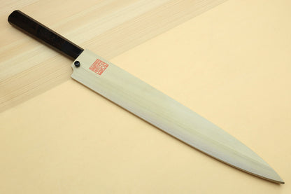 Yoshihiro Aonamiuchi Mirror-Polished Blue Steel #1 Yanagi Sushi Sashimi Japanese Knife Ebony Handle