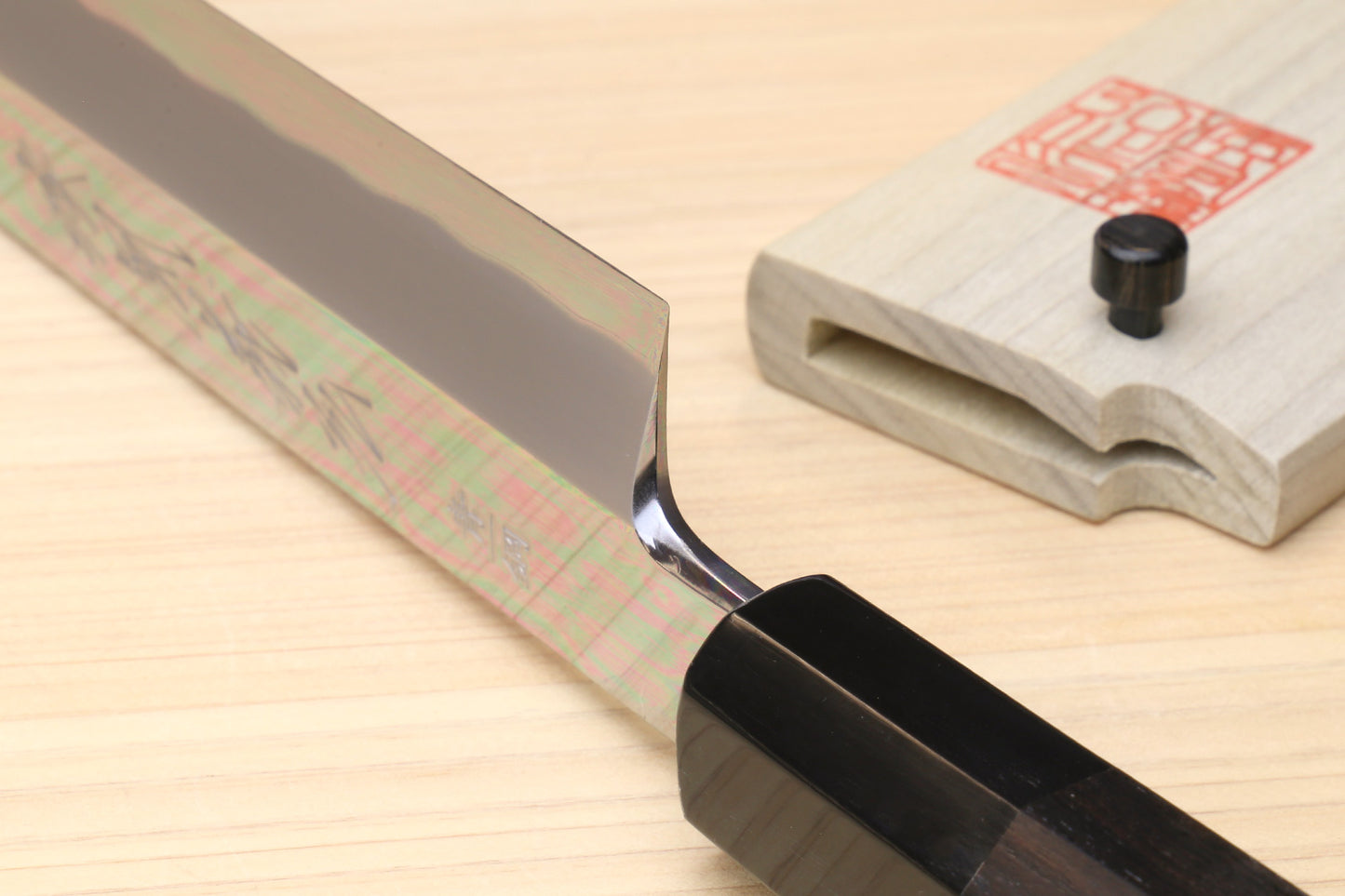 Yoshihiro Aonamiuchi Blue Steel #1 Mirror Polished Yanagi Kiritsuke Sushi Sashimi Japanese Knife Ebony Handle