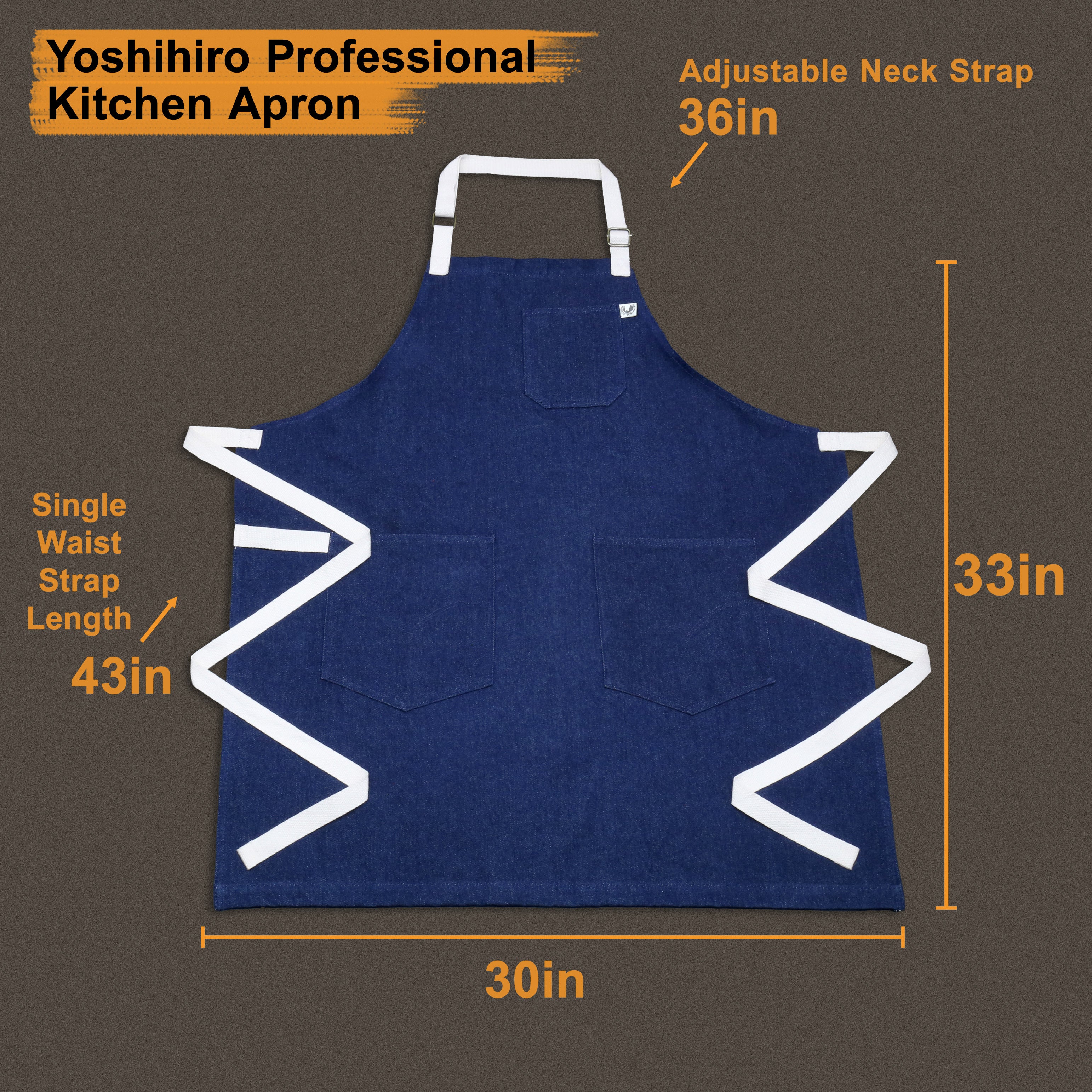 Yoshihiro Dark Navy Denim Professional Kitchen Apron