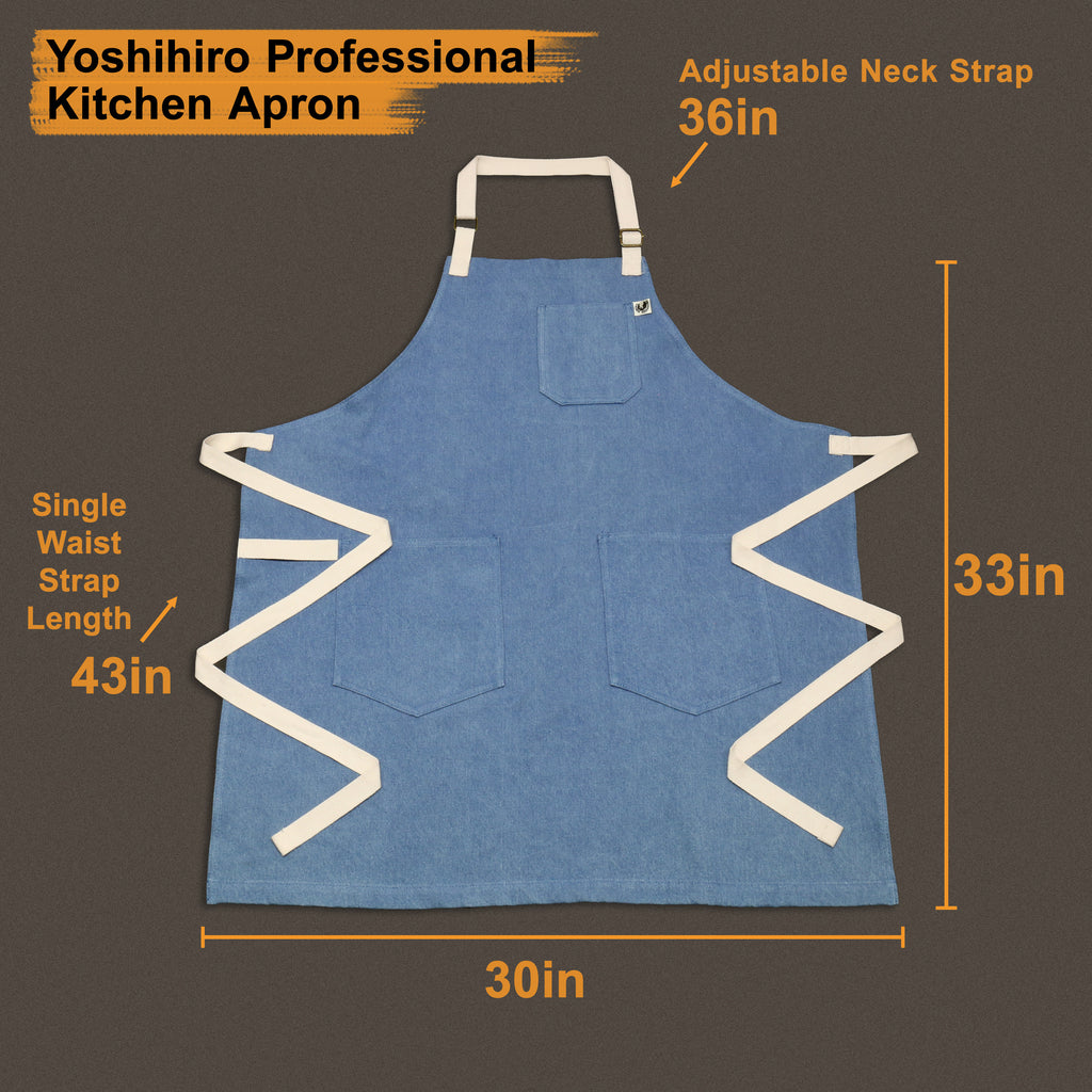 Yoshihiro Light Blue Denim Professional Kitchen Apron