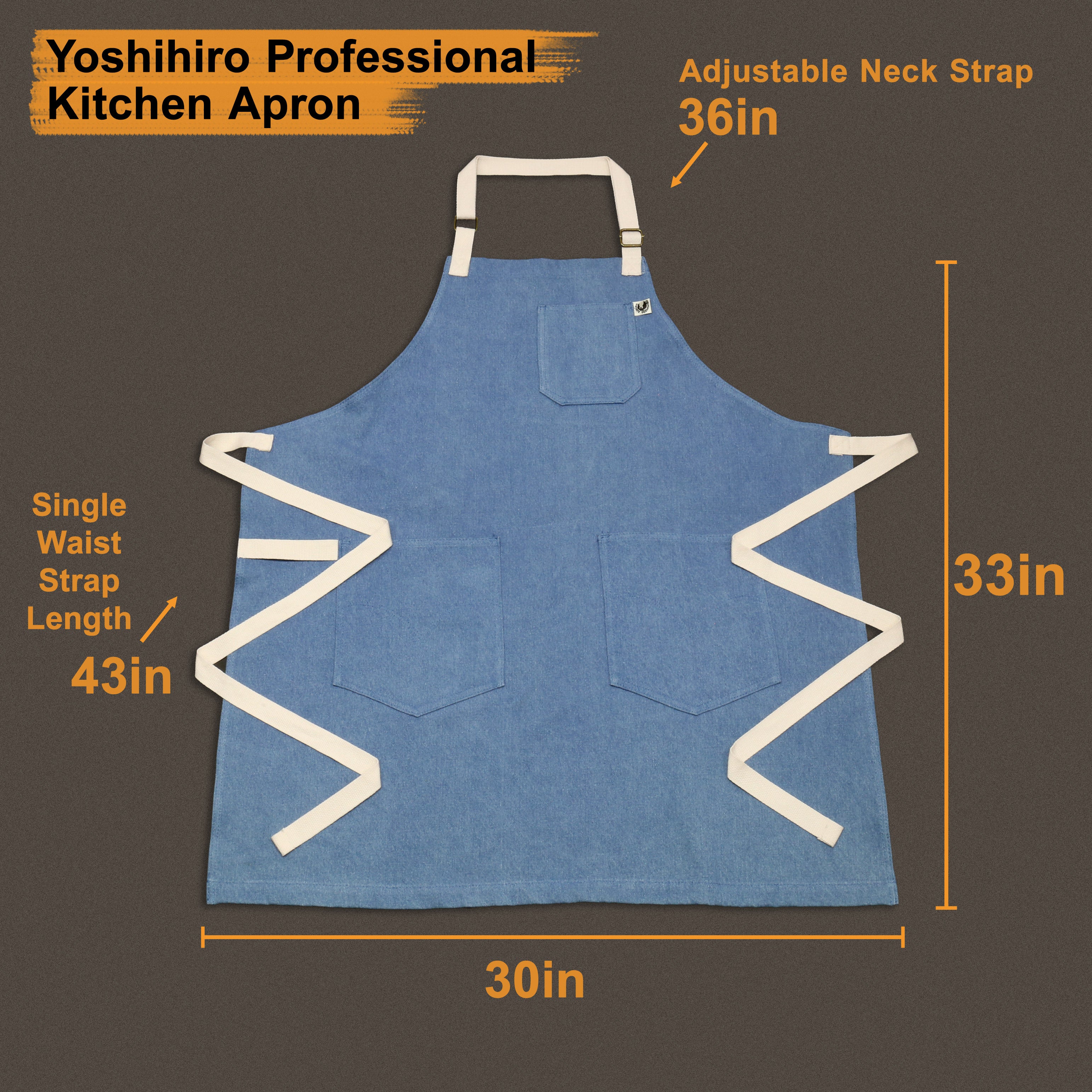 Yoshihiro Light Blue Denim Professional Kitchen Apron