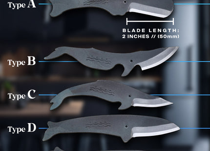 Yoshihiro Shiroko High Carbon Steel Kurouchi Kujira Whale Japanese Utility Knife 5PC SET(Whale A, B, C, D, & E Type)
