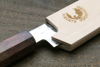 Oak wood saya blade protector with secure sheath fit, light wood cover
