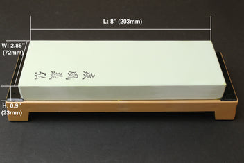 10,000-grit whetstone dimensions: 8 in (203 mm) L, 2.85 in (72 mm) W