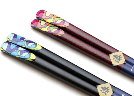 Japanese Premium Chopsticks Fukiurushi Lacquered Retro Graphic With Paulownia Wooden Box