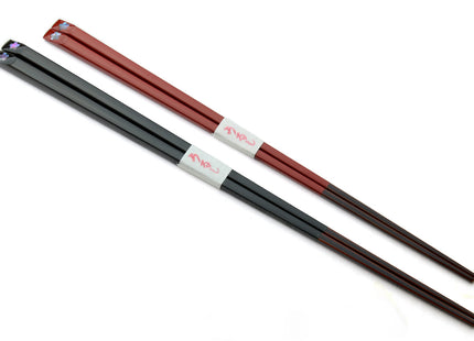 Japanese Premium Fukiurushi Chopsticks Black & Red 2pc Set with fine Japanese paulownia wood case