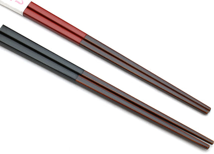 Japanese Premium Fukiurushi Chopsticks Black & Red 2pc Set with fine Japanese paulownia wood case