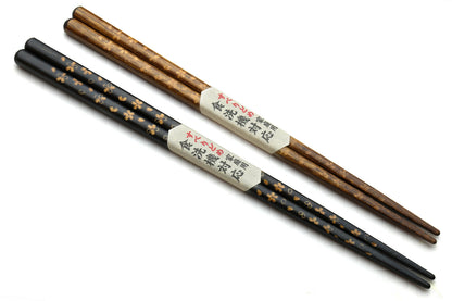 Yoshihiro Premium Brown & Black Sakura Chopsticks Set Comes With Fine Paulownia Wood Case VER.3