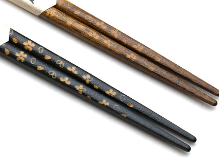 Yoshihiro Premium Brown & Black Sakura Chopsticks Set Comes With Fine Paulownia Wood Case VER.3