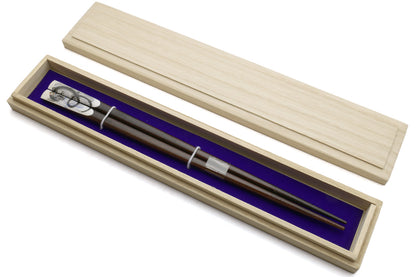 Premium Japanese Ebony Wood Chopsticks - Black Dragon Lacquered in Paulownia Box