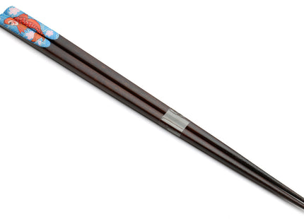Premium Japanese Ebony Wood Chopsticks - Koi Fish Design 1 Lacquered Pair in Paulownia Box
