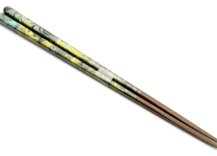 Premium Japanese Ebony Wood Chopsticks - Marble Design Lacquered Pair in Paulownia Box