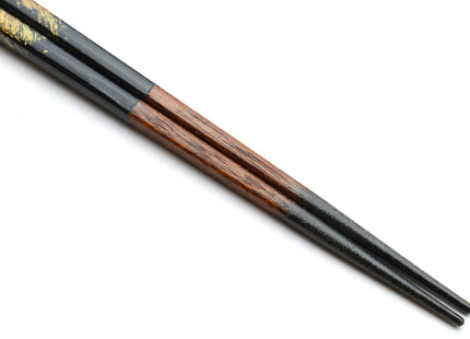 Premium Japanese Ebony Wood Chopsticks - Peacock Design Lacquered Pair in Paulownia Box