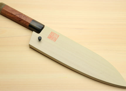 Yoshihiro Black-Forged High Performance SLD Damascus Steel Masashi Santoku Multipurpose Chef Knife Ironwood Handle