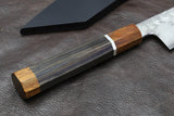 Yoshihiro Hiryu Suminagashi Ginsan High Carbon Stainless Steel Kiritsuke Multipurpose Knife Silver Ring Ebony Handle