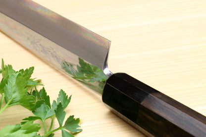 Yoshihiro Hongasumi Ginsan Mirror Polished High Carbon Stain Resistant Steel Yanagi Sashimi Knife Ebony Handle