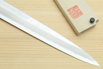 Yoshihiro Hongasumi Ginsan Mirror Polished High Carbon Stain Resistant Steel Yanagi Sashimi Knife Ebony Handle