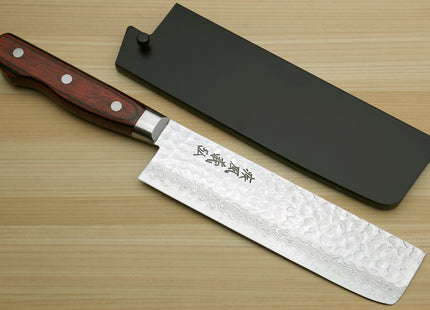 Yoshihiro VG-10 16 Layer Hammered Damascus Stainless Steel Nakiri Vegetable Knife 6.5" (165mm)