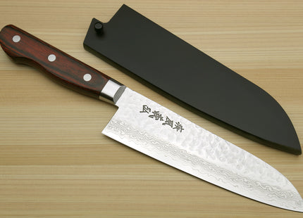 Yoshihiro VG-10 16 Layer Hammered Damascus Stainless Steel Santoku Chef knife