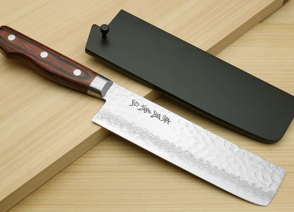 Yoshihiro VG-10 16 Layer Hammered Damascus Stainless Steel Nakiri Vegetable Knife 6.5" (165mm)