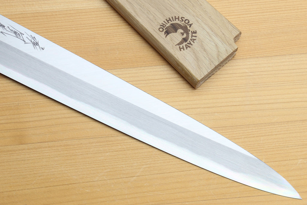 Yoshihiro Hongasumi Blue Steel Yanagi Sushi Sashimi Japanese Knife Magnolia Handle
