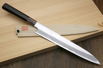 Yoshihiro Masashi Hongasumi White Steel Yanagi Sushi Sashimi Japanese Knife Ebony Handle