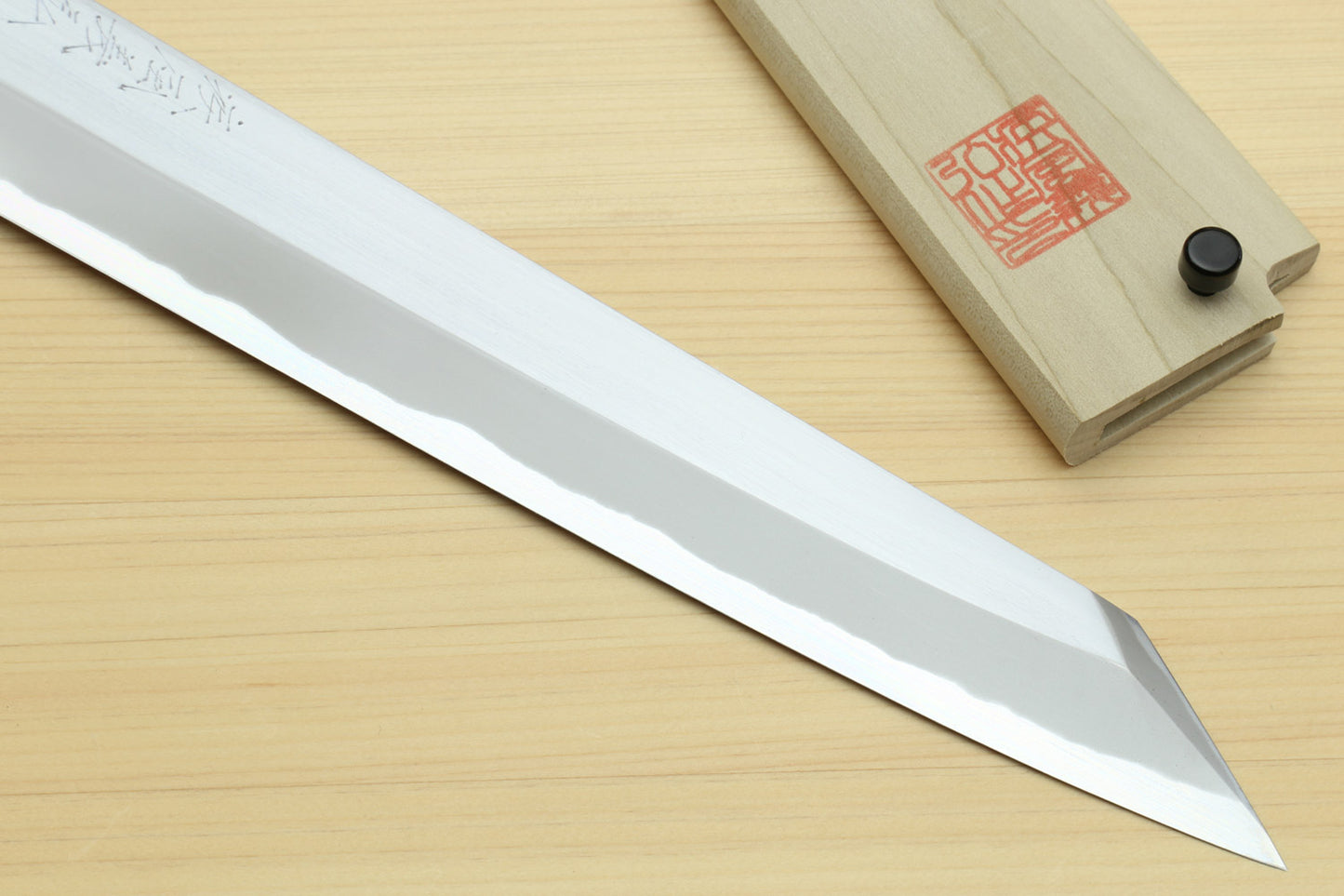 Yoshihiro Masashi Hongasumi White Steel Yanagi-Kiritsuke Sushi Sashimi Japanese Knife Ebony Handle