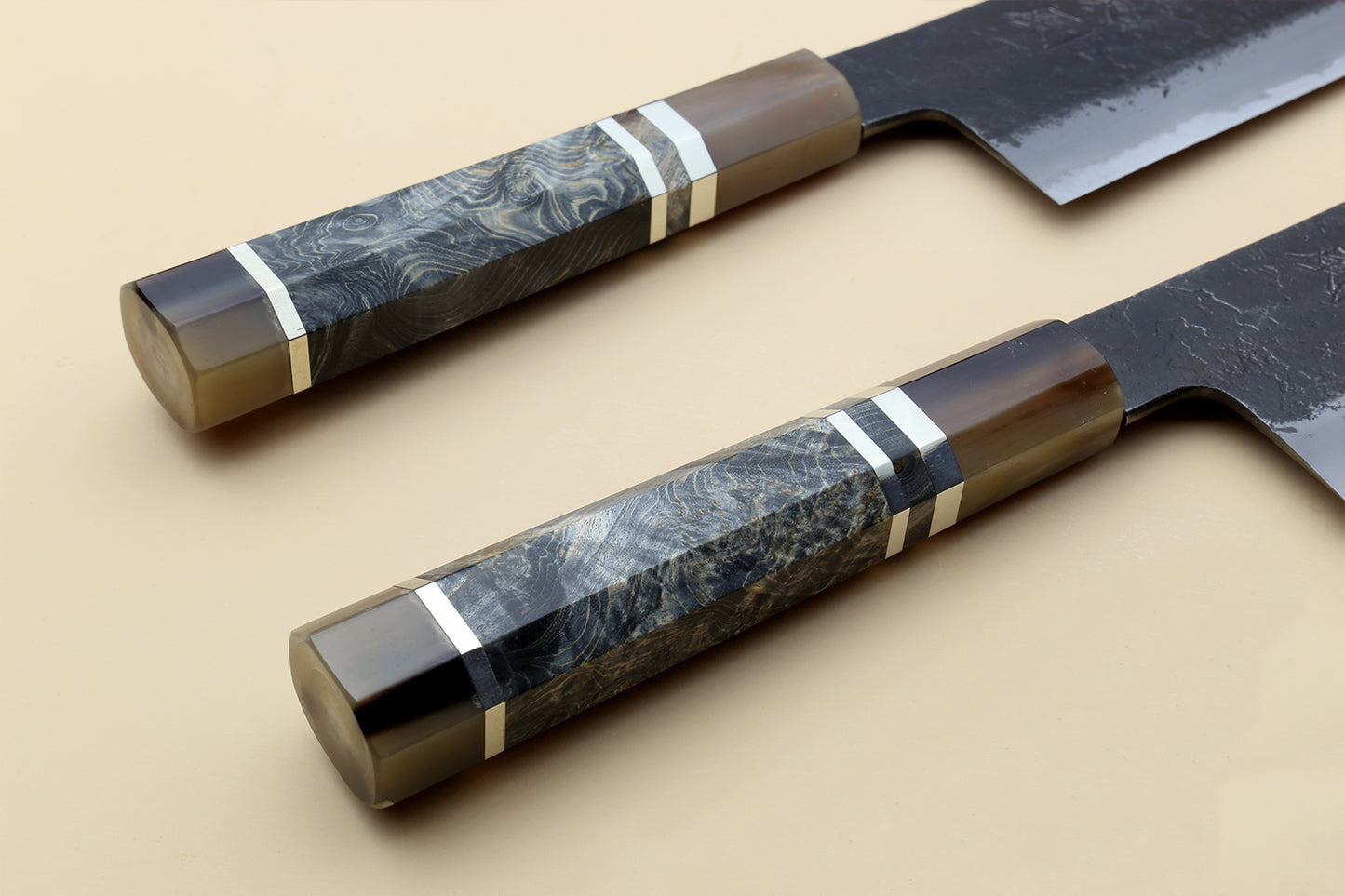 Hayate Hinoura Kurouchi Black-Forged Blue Steel Stainless Clad Nakiri Vegetable Knife