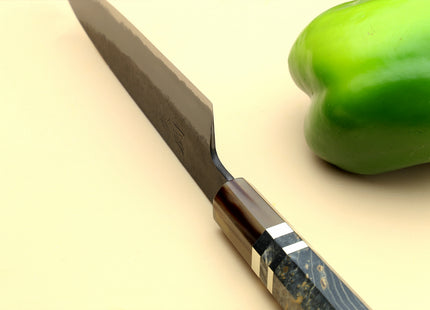 Hayate Hinoura Kurouchi Black-Forged Blue Steel Stainless Clad Petty Utility Knife