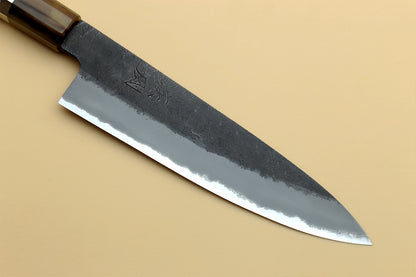 Hayate Hinoura Kurouchi Black-Forged Blue Steel Stainless Clad Petty Utility Knife