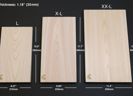 Yoshihiro Japanese Hinoki Cypress Natural One-Piece Wooden Professional Grade Cutting Board - Thickness: 1.18"(30mm)