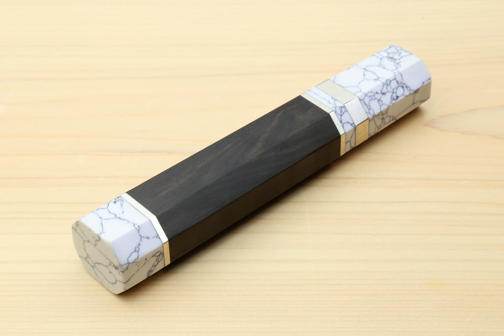 Yoshihiro Ebony Handle with Howlite White Bolster for Nakiri Vegetable Knife